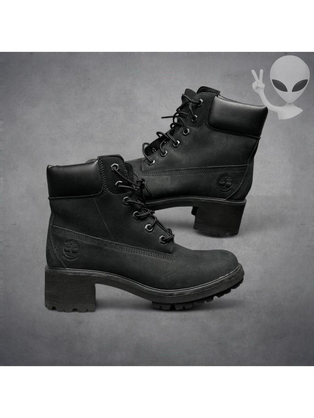 Timberland Kinsley 6-Inch Waterproof Heeled Boot Womens US 9 Black Nubuck A25C4